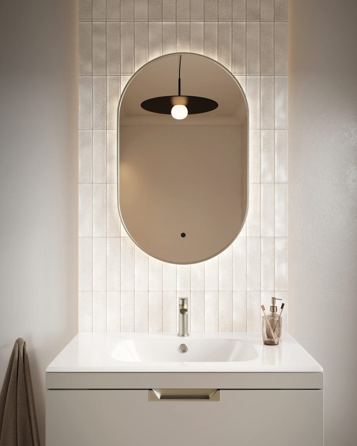 Aubry 500x800mm LED Mirror in Brushed Nickel