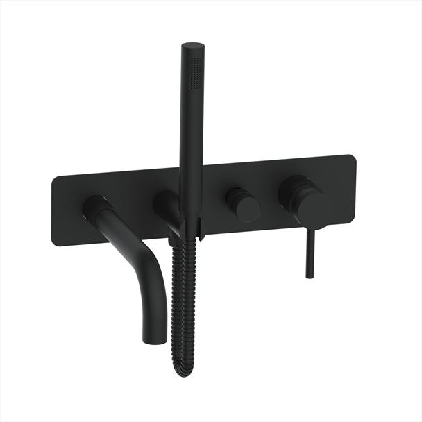 Kore Black Wall Mounted Bath Shower Mixer & Handset