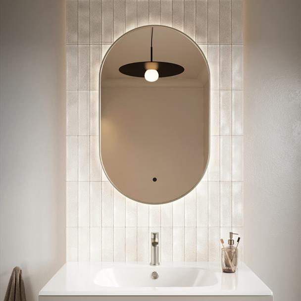 Aubry 500x800mm LED Mirror in Brushed Nickel