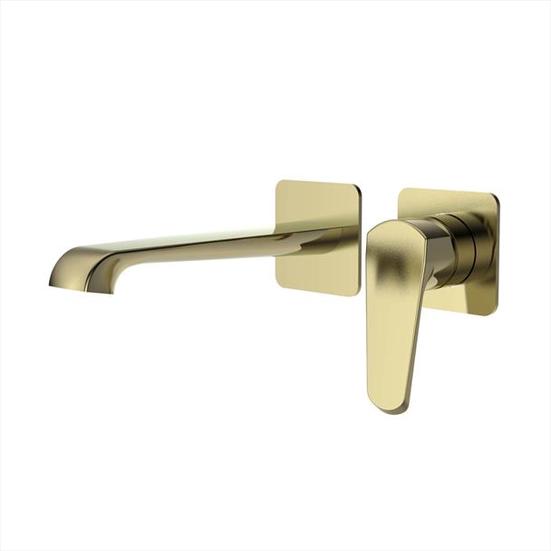 Tana Brushed Brass Wall Mounted Basin Mixer