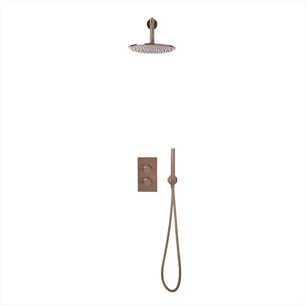Kore Brushed Bronze Round Handle, Handset & Mounting Bracket