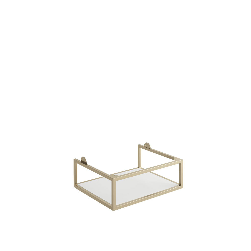 600mm Brushed Brass Frame with White Shelf 