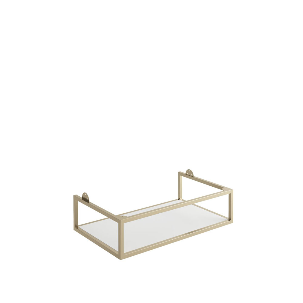800mm Brushed Brass Frame with White Shelf 