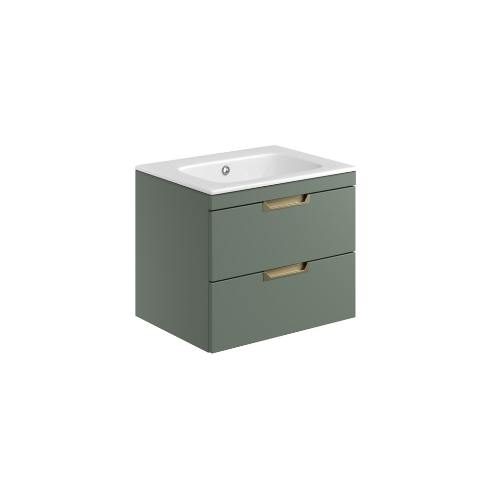 Aubry 600mm Wall Hung Vanity Unit with White Basin - Reed Green