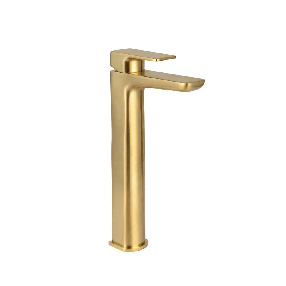 Amura Brushed Brass Tall Mono Basin Mixer