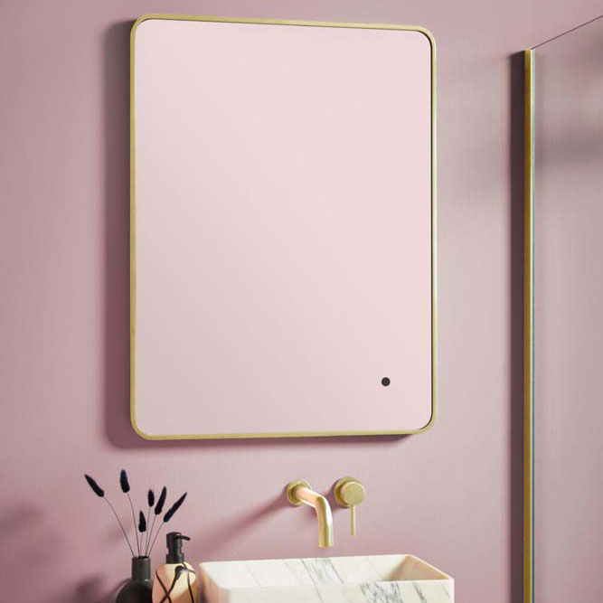 Albie 500x700mm Soft Edge LED Mirror in Brushed Brass