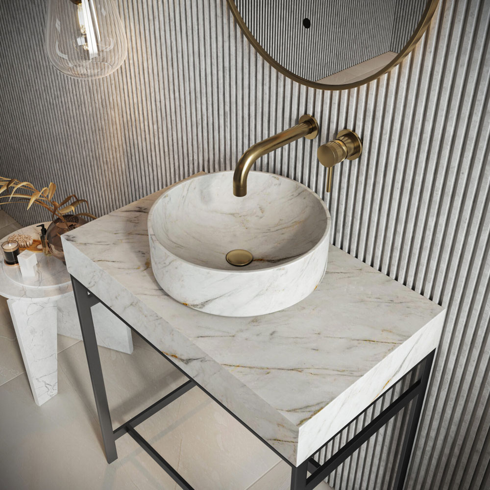 Arabescato Marble Countertop Round Basin 350mm
