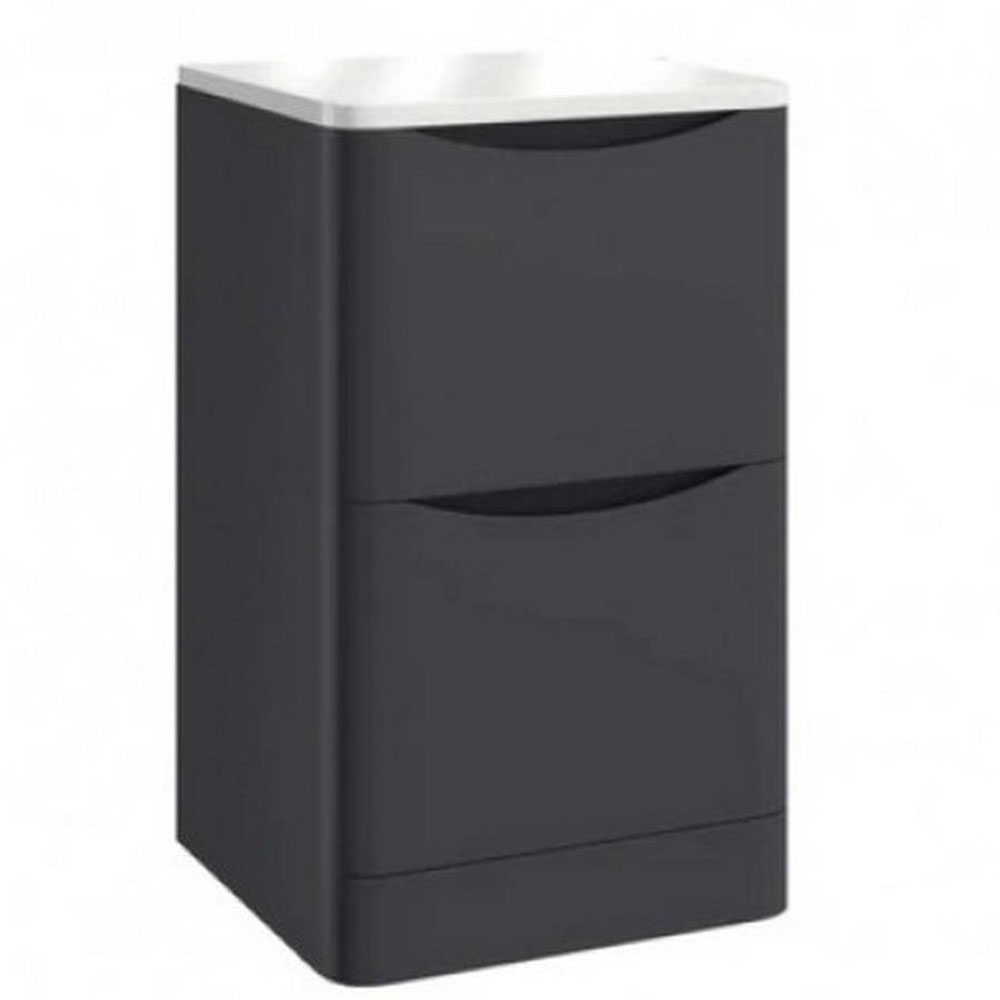 Belle 500mm Floor Standing Unit with Counter Top - Matt Grey 