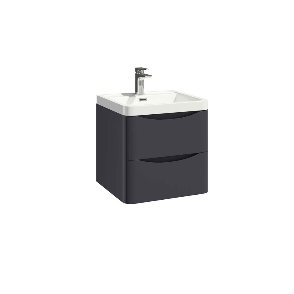 Belle 500mm Wall Hung Vanity Unit with White Basin - Matt Grey 