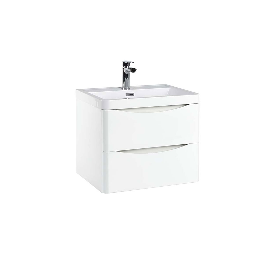 Belle 600mm Floor Standing Unit with White Basin - Gloss White 