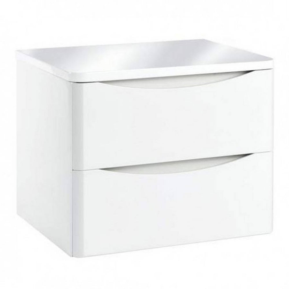 Belle 600mm Wall Hung Vanity Unit with Counter Top - Gloss White 
