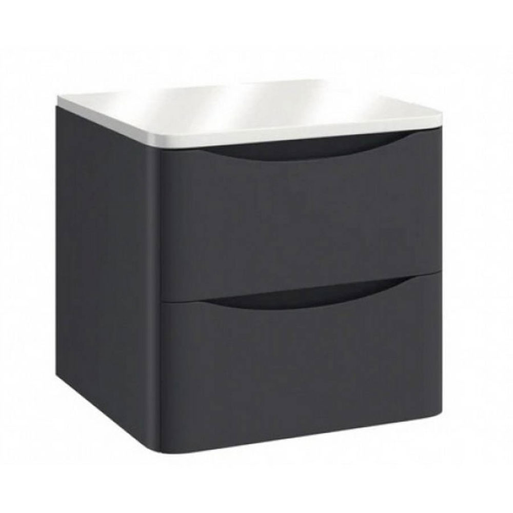 Belle 600mm Wall Hung Vanity Unit with Counter Top - Matt Grey 
