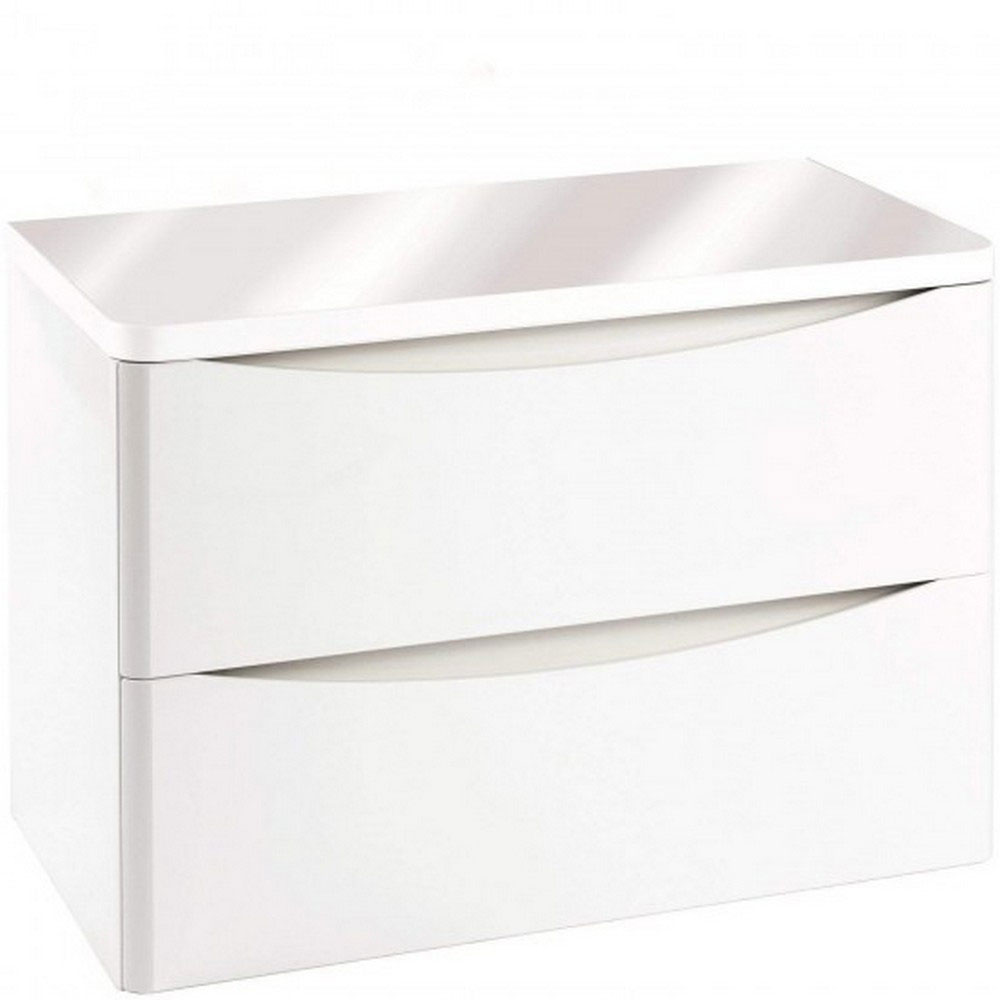 Belle 900mm Floor Standing Unit with Counter Top - Gloss White