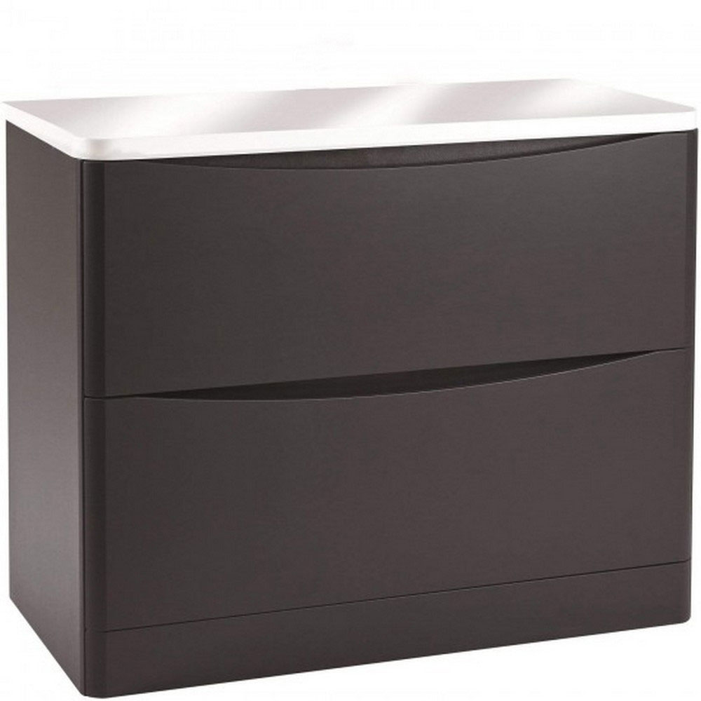 Belle 900mm Floor Standing Unit with Counter Top - Matt Grey 