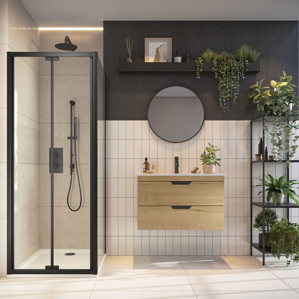 800mm Black Profile 6mm Bifold Door