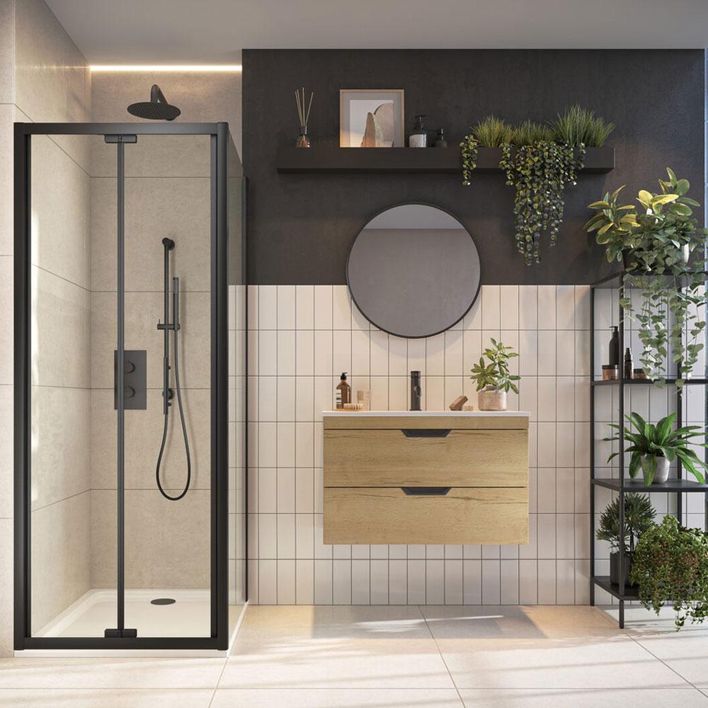 900mm Black Profile 6mm Bifold Door
