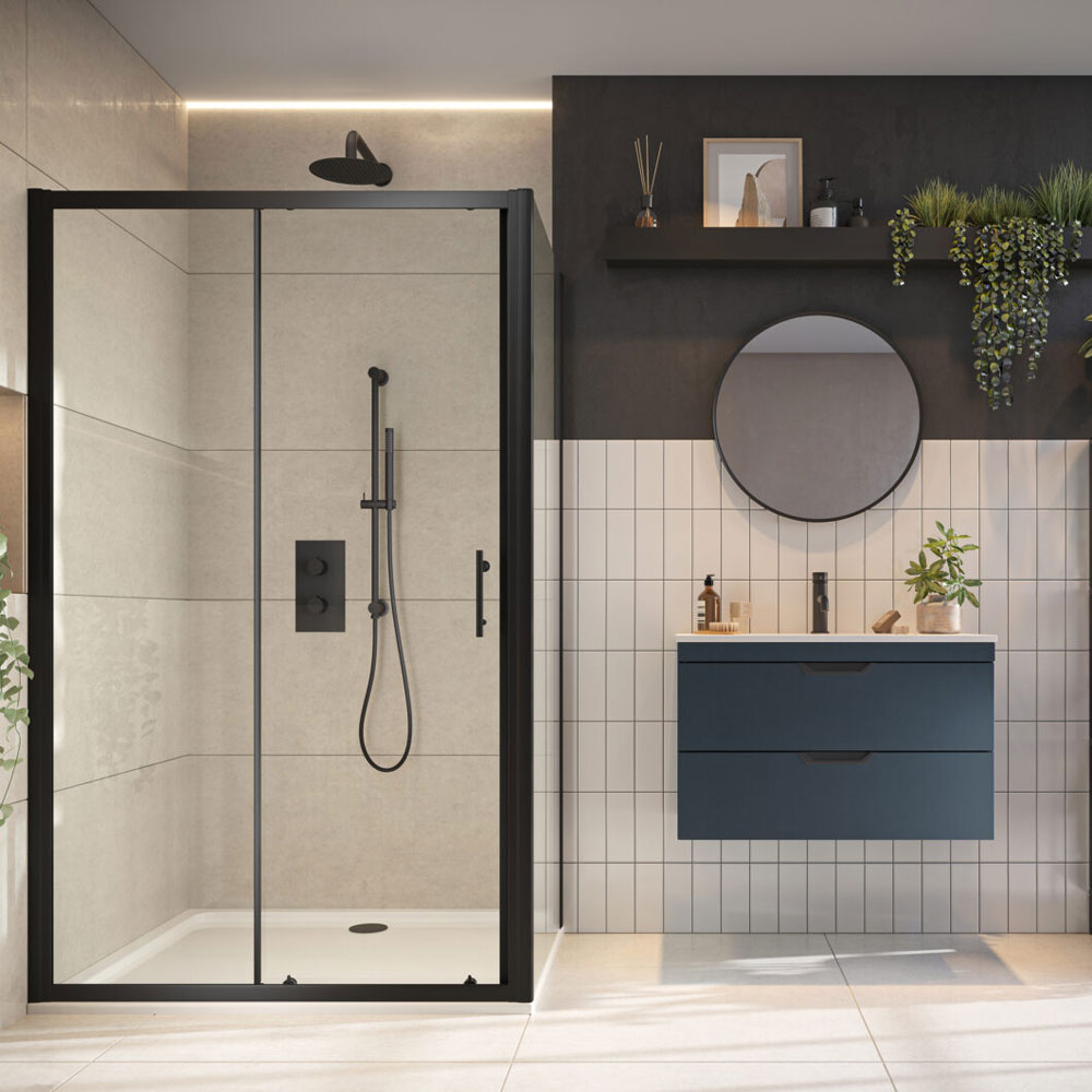 1000mm Black Profile 6mm Sliding Door