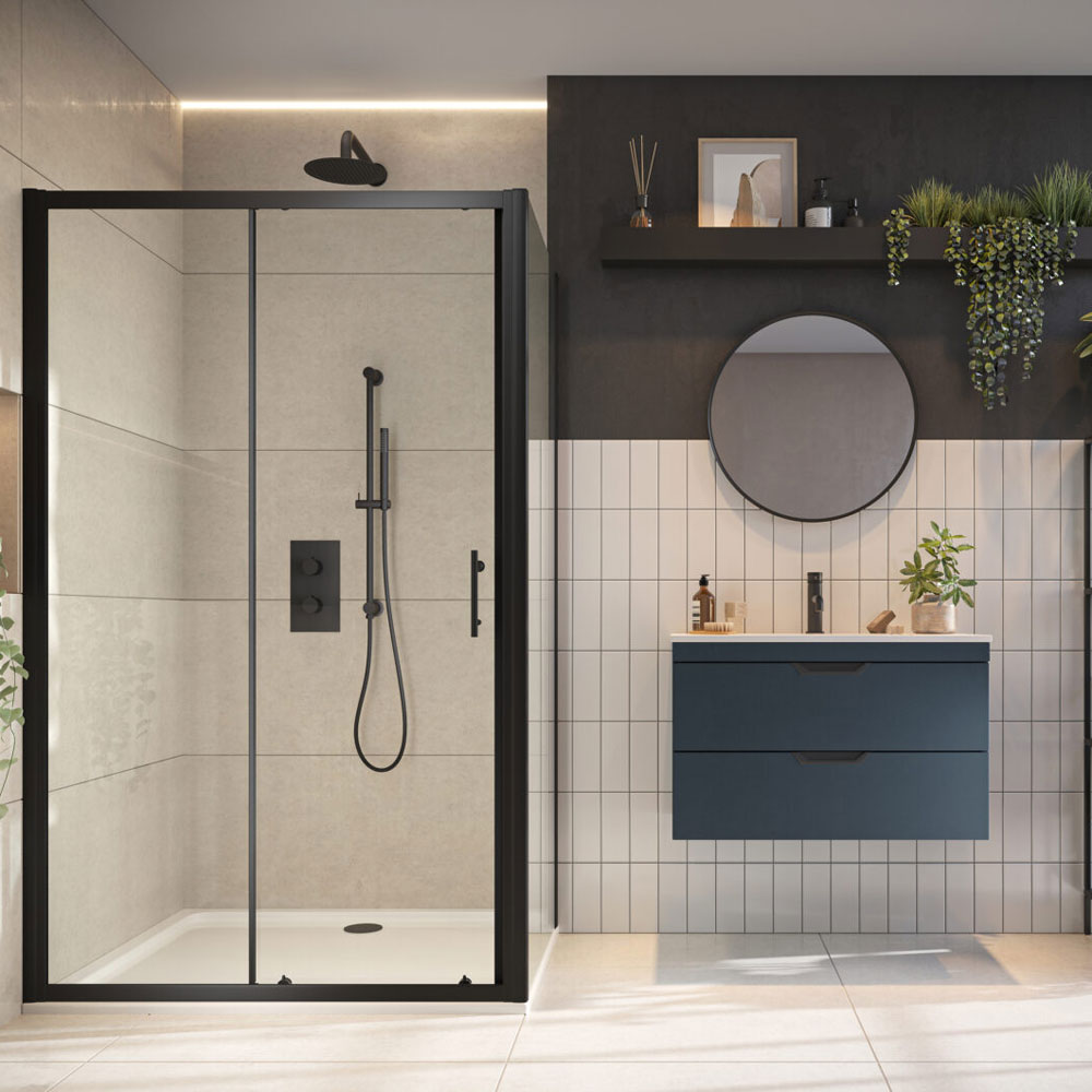 1200mm Black Profile 6mm Sliding Door
