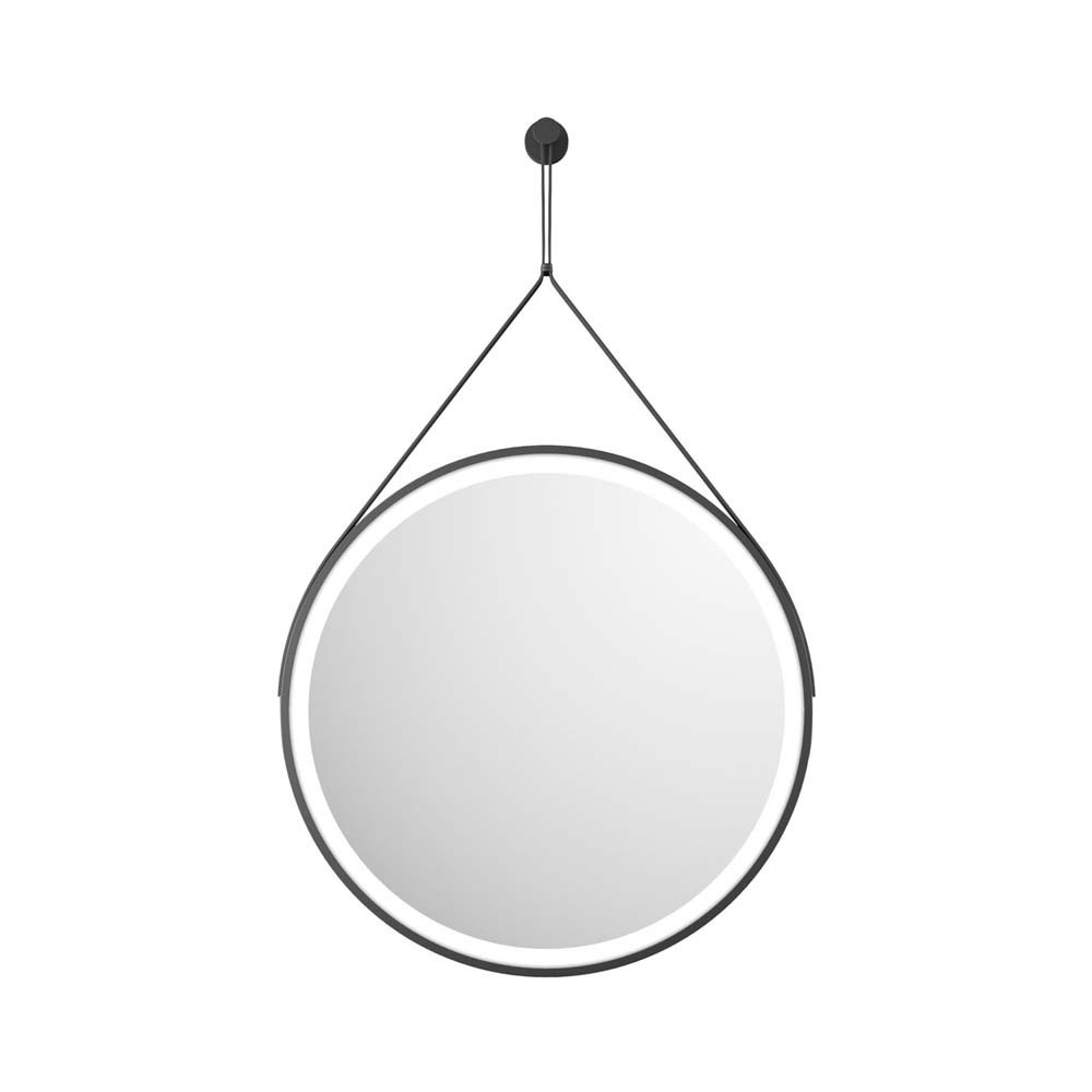 Belle 600mm Round LED Hanging Mirror in Black