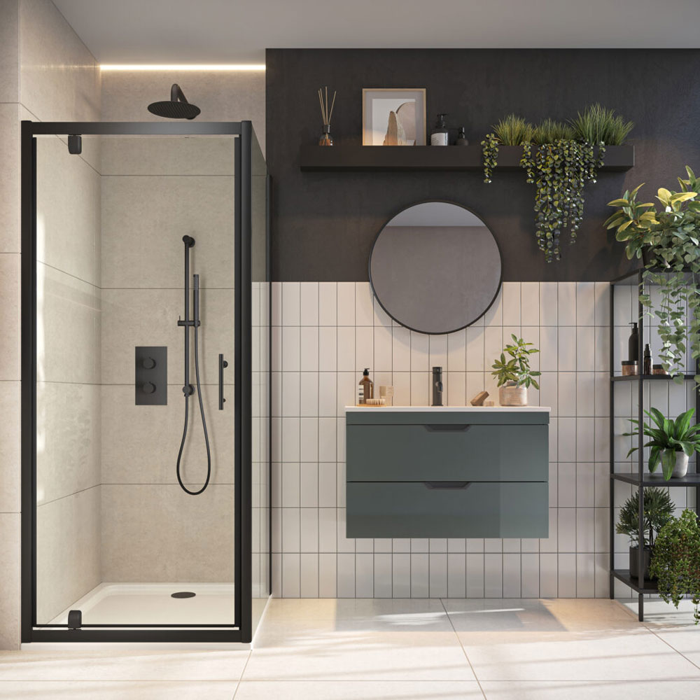 800mm Black Profile 6mm Pivot Door