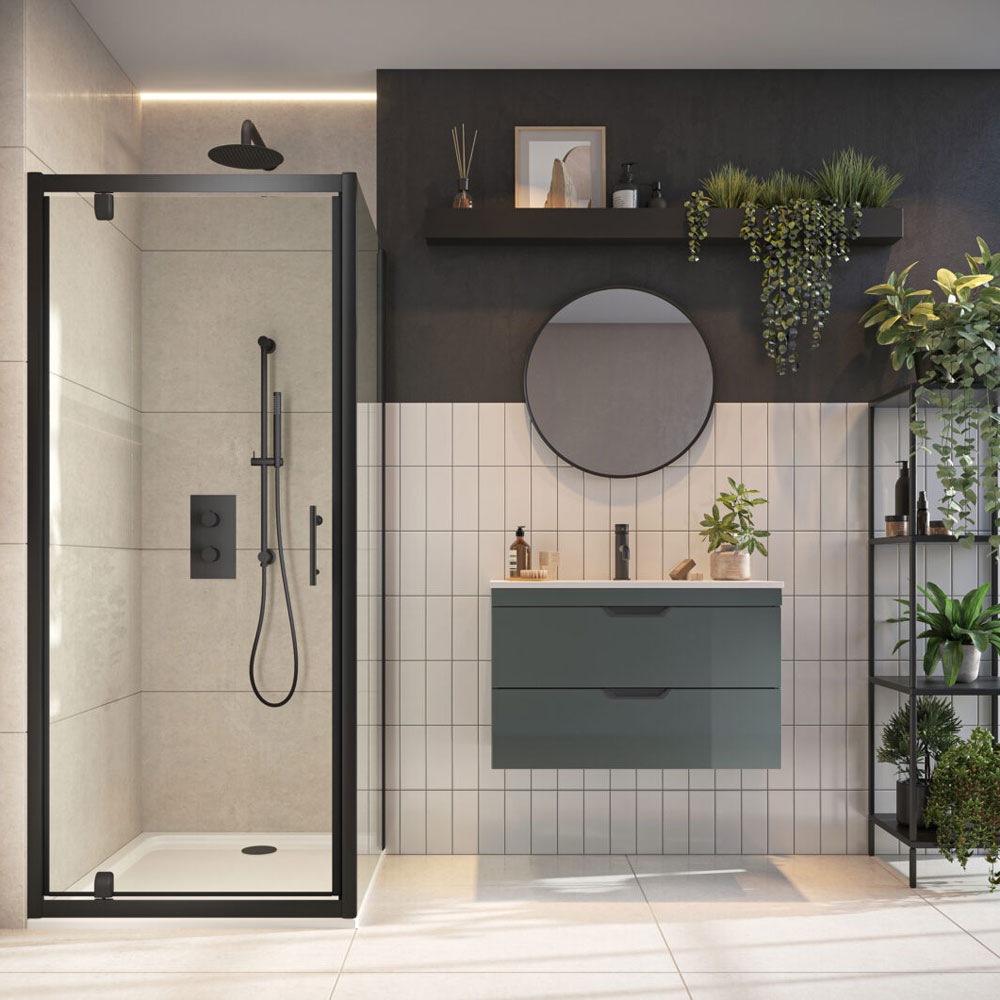 900mm Black Profile 6mm Pivot Door