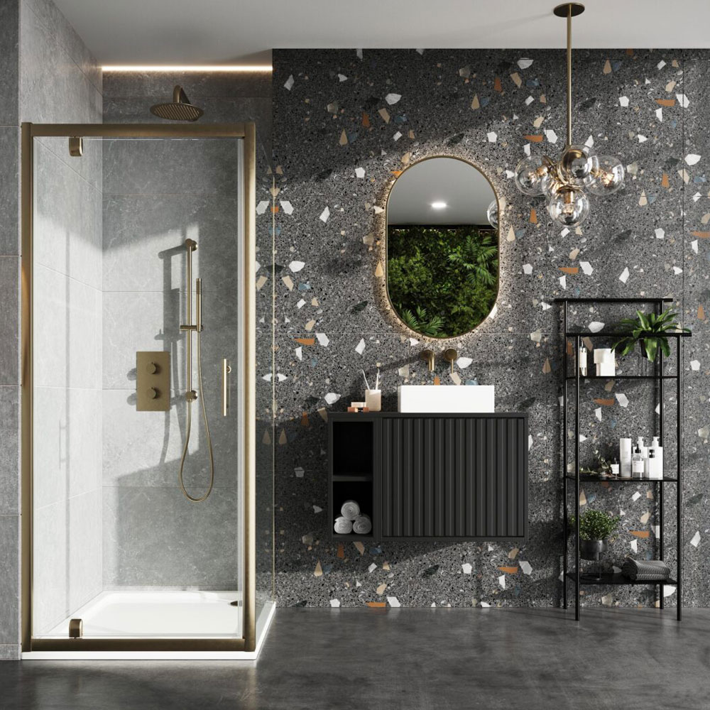 800mm Brushed Brass 6mm Pivot Door