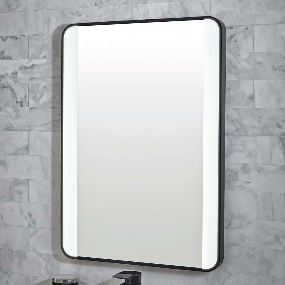 Black Soft Edge 500x700mm LED Mirror with Demister Pad