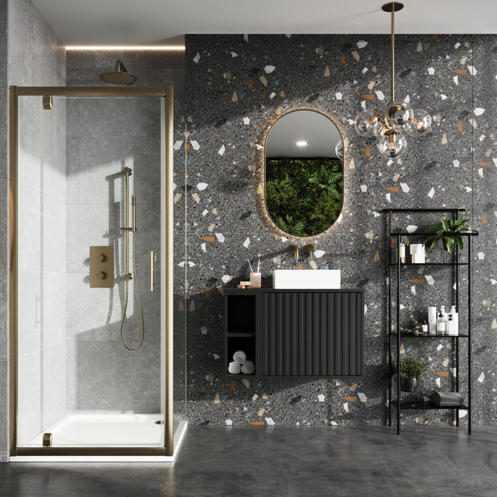800mm Brushed Brass 6mm Side Panel