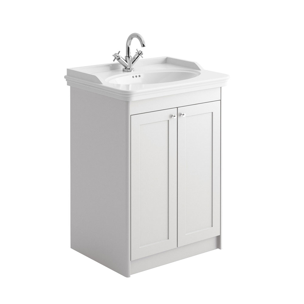 Classic 650mm Vanity Unit with Classic Basin - Silk Chalk White