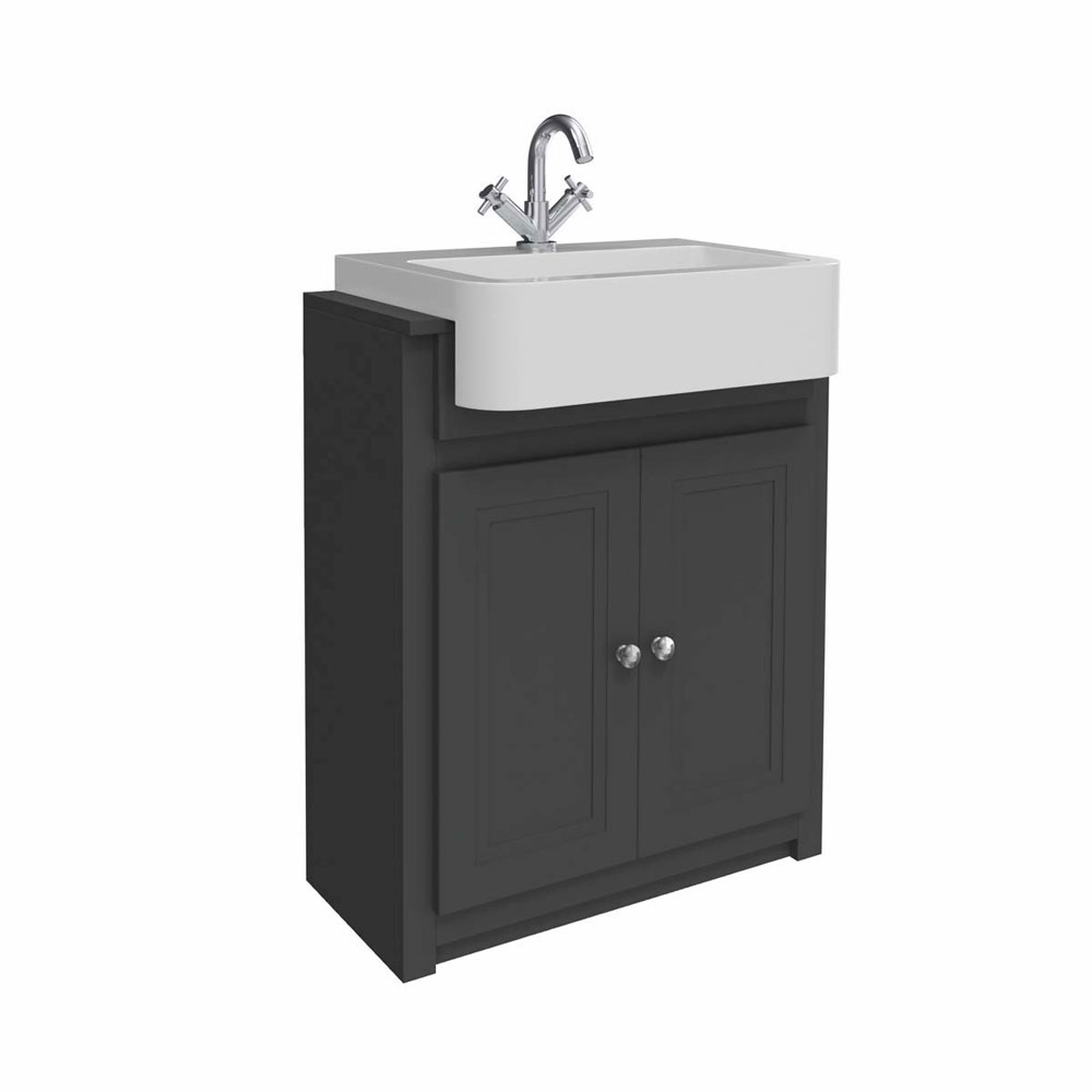 Classic 660mm Vanity Unit with Semi-Recessed Basin - Silk Charcoal Grey