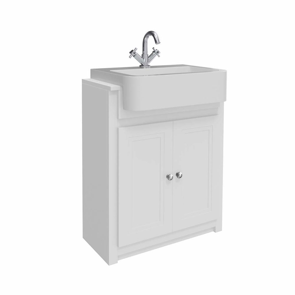 Classic 660mm Vanity Unit with Semi-Recessed Basin - Silk Chalk White 