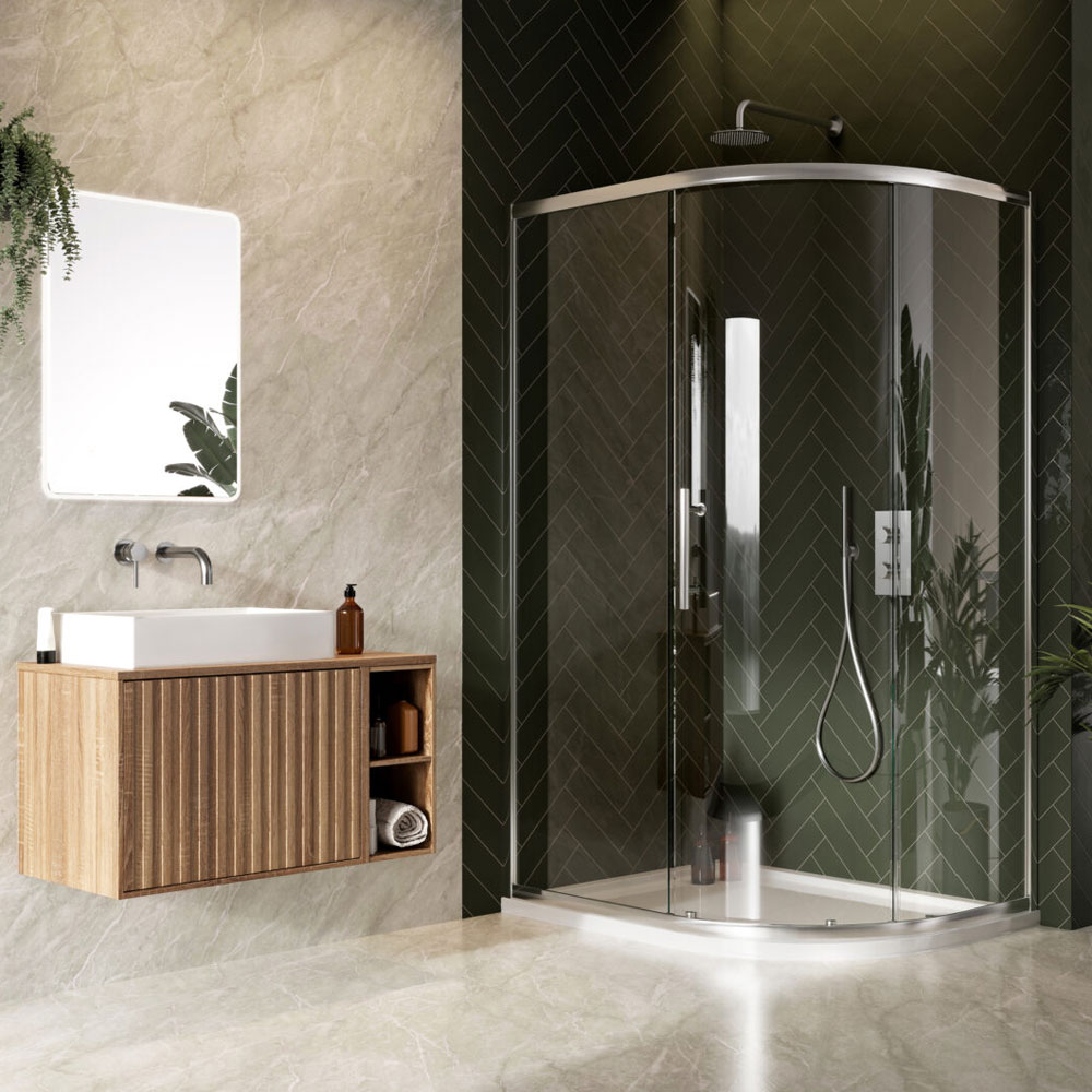Offset Single Door Quadrant - Chrome
