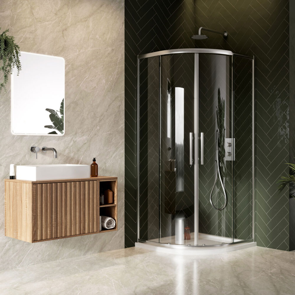900 x 900mm Chrome Profile 8mm Double Door Quadrant