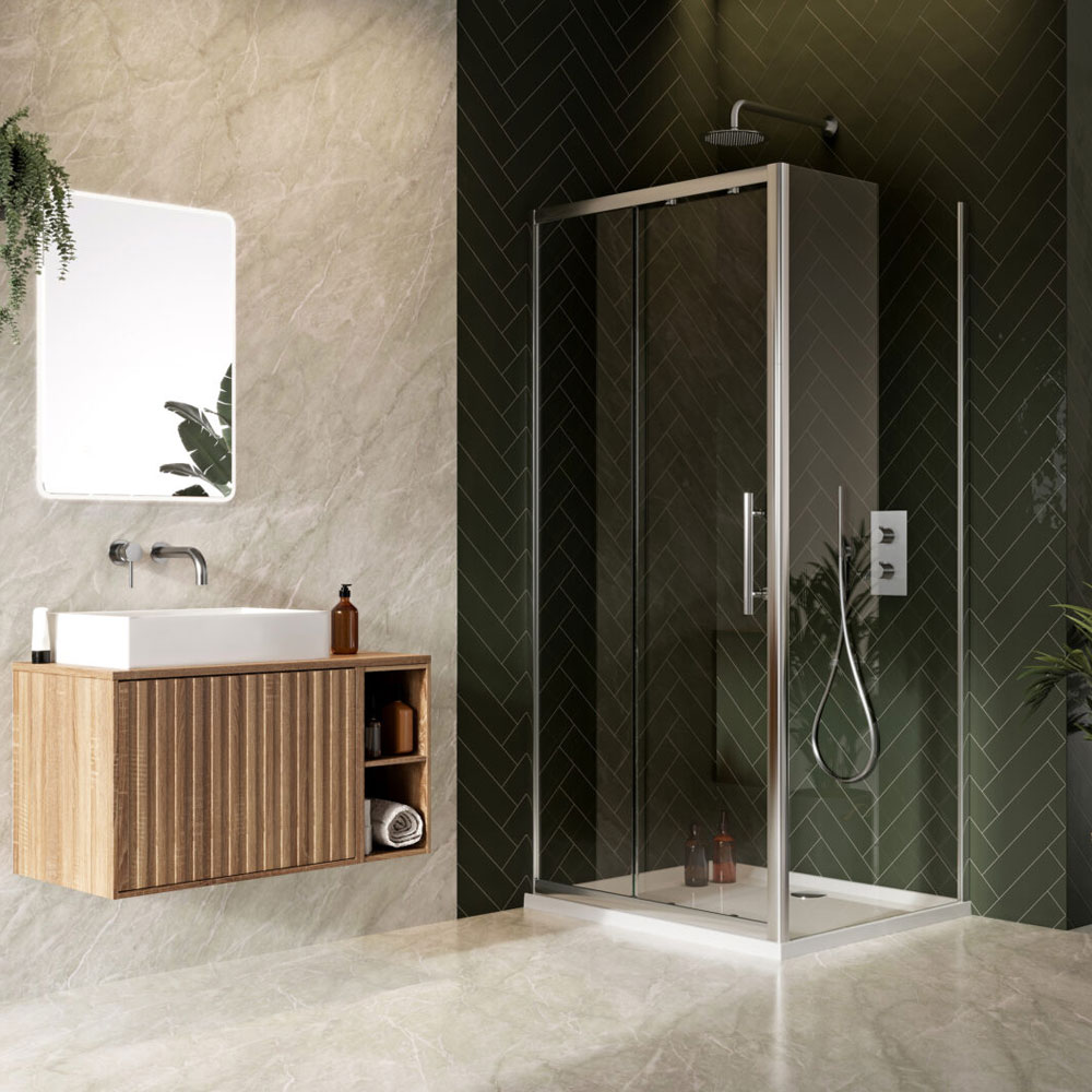 1400mm Chrome Profile 8mm Sliding Door