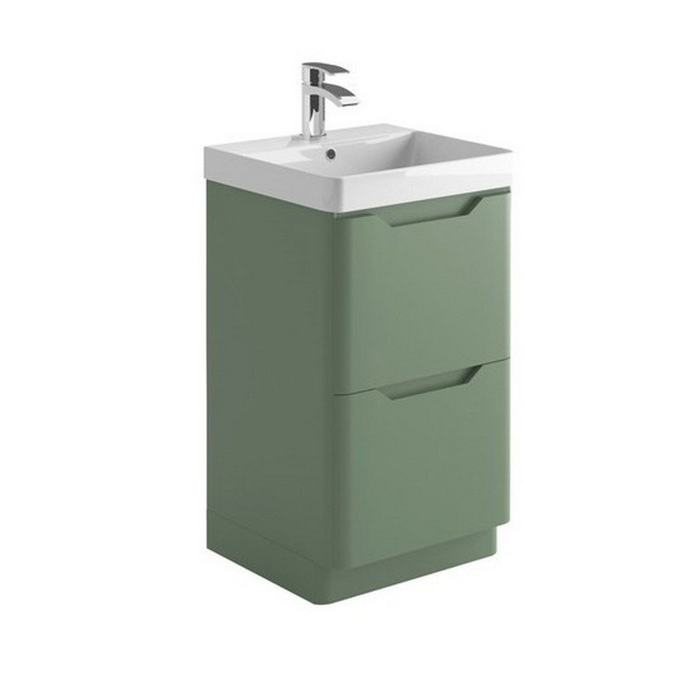 Elle 500mm Floor Standing Vanity Unit & Basin - Matt Sage Green 