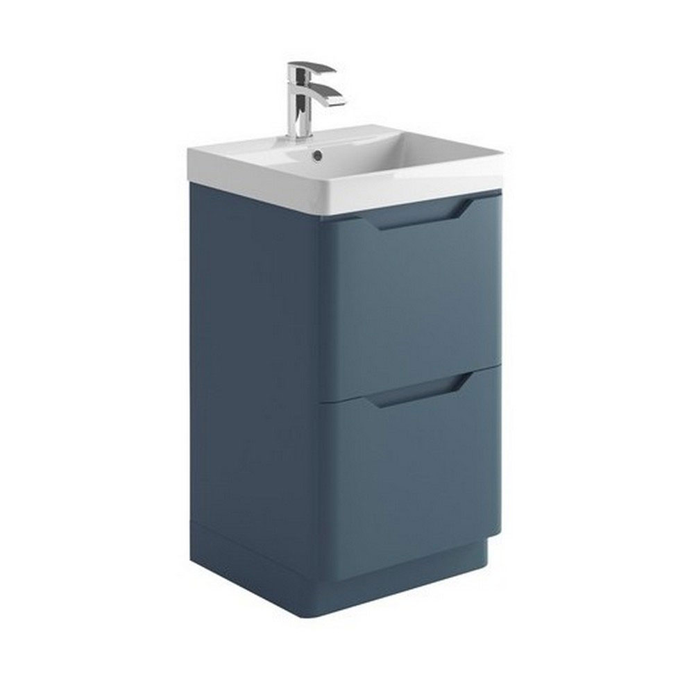 Elle 500mm Floor Standing Vanity Unit & Basin - Matt Twilight Blue