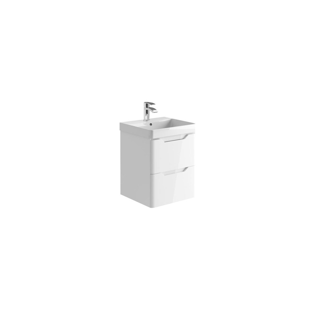 Elle 500mm Wall Hung Vanity Unit & Basin - High Gloss White 