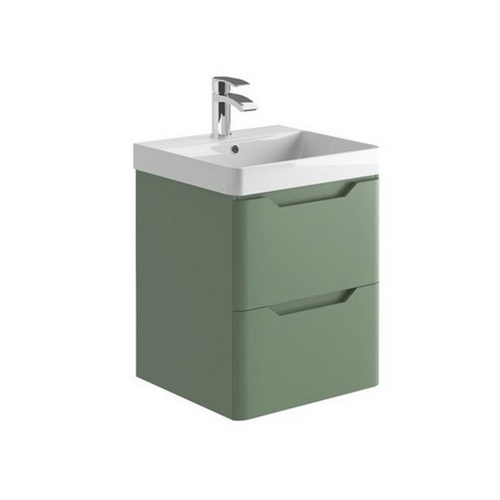 Elle 500mm Wall Hung Vanity Unit & Basin - Matt Sage Green