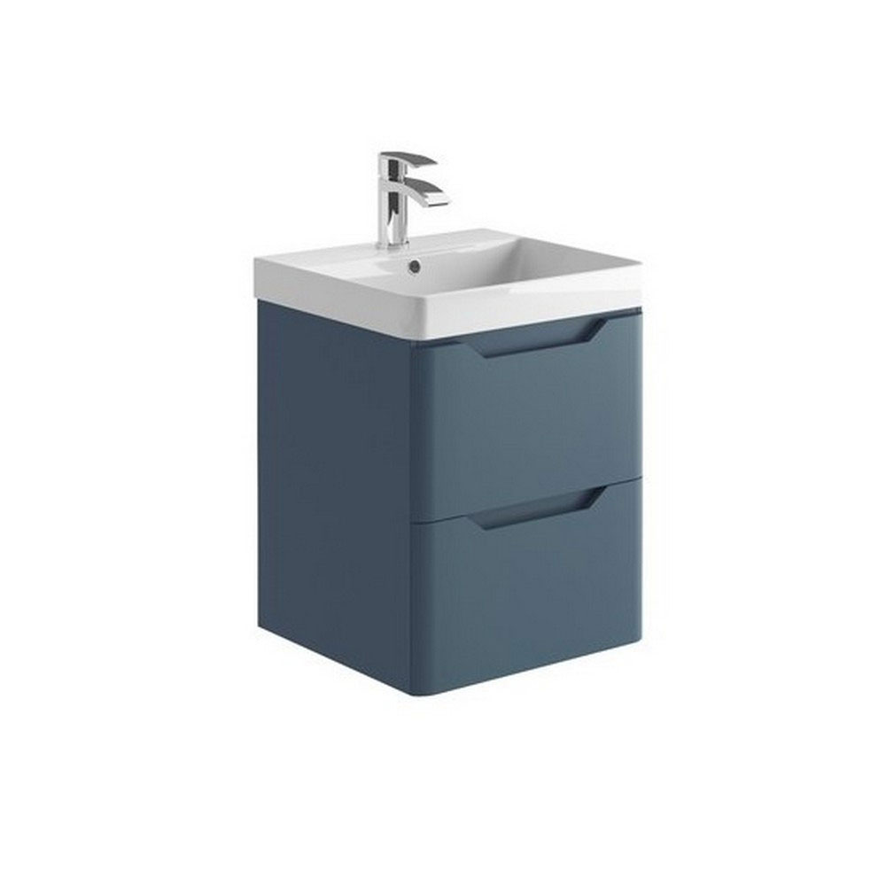 Elle 500mm Wall Hung Vanity Unit & Basin - Matt Twilight Blue 