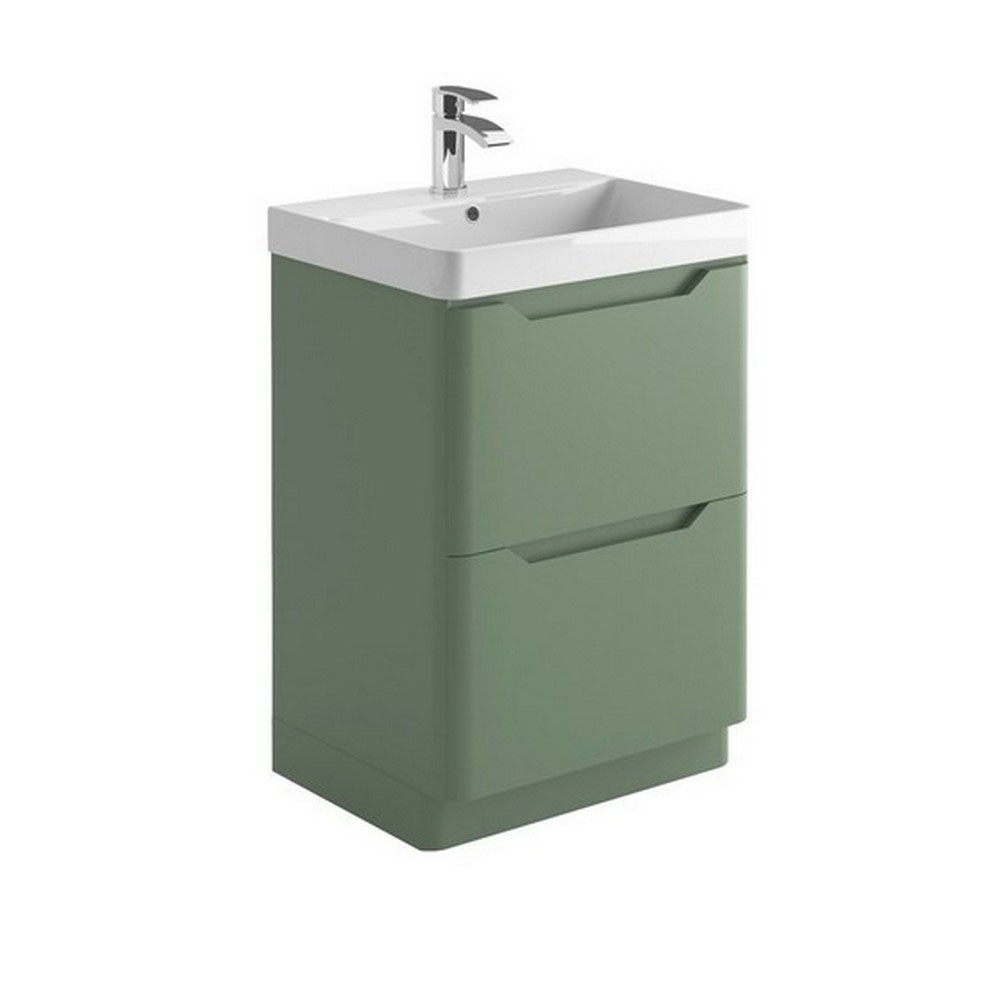 Elle 600mm Floor Standing Vanity Unit & Basin - Matt Sage Green 