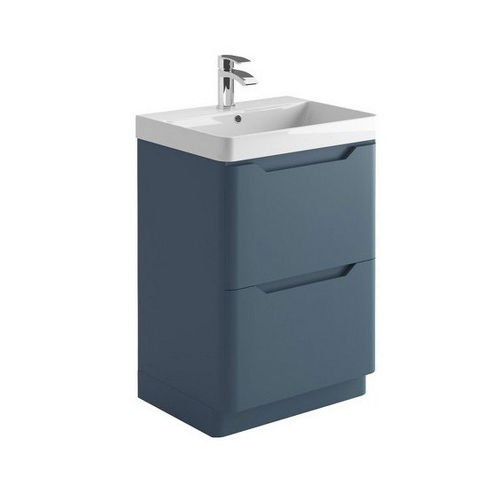 Elle 600mm Floor Stabnding Vanity Unit & Basin - Matt Twilight Blue 