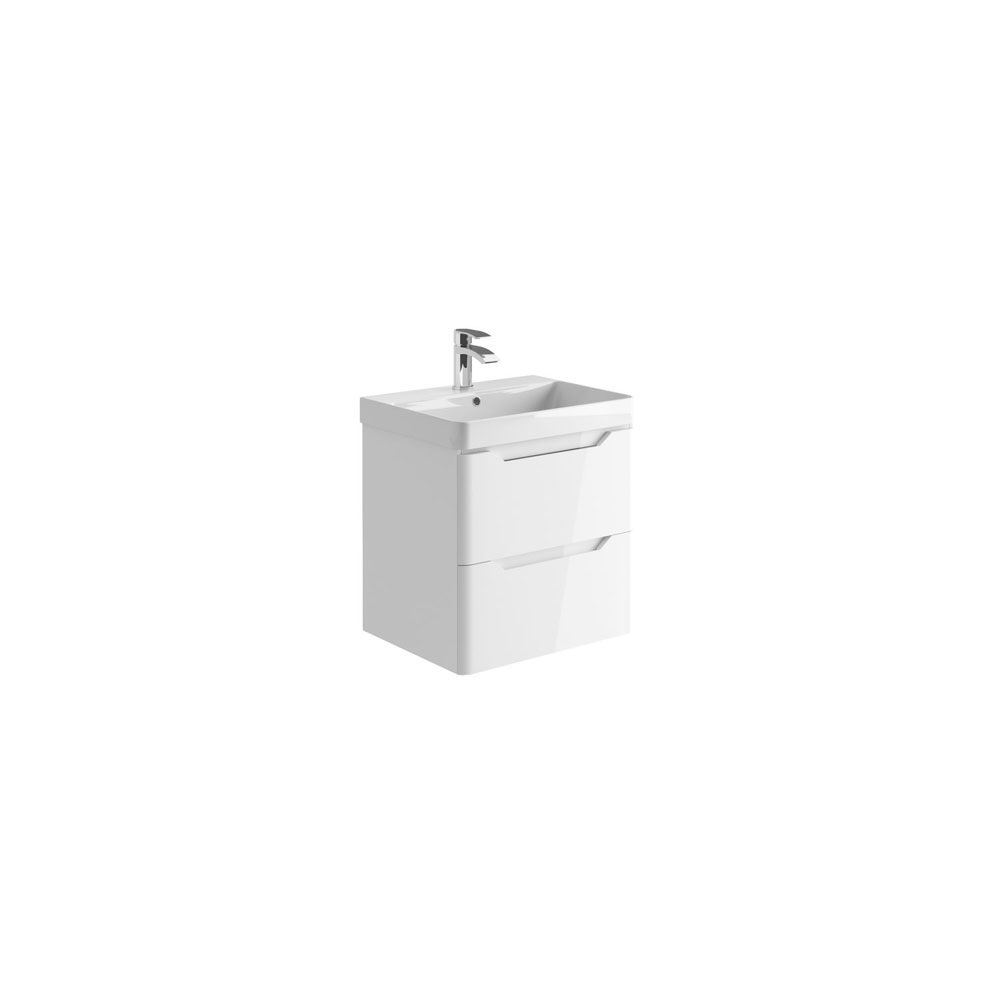 Elle 600mm Wall Hung Vanity Unit & Basin - High Gloss White 