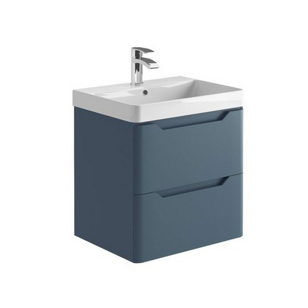 Elle 600mm Wall Hung Vanity Unit & Basin - Matt Twilight Blue 