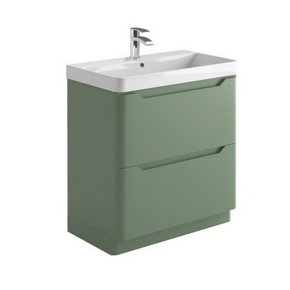 Elle 800mm Floor Standing Vanity Unit & Basin - Matt Sage Green