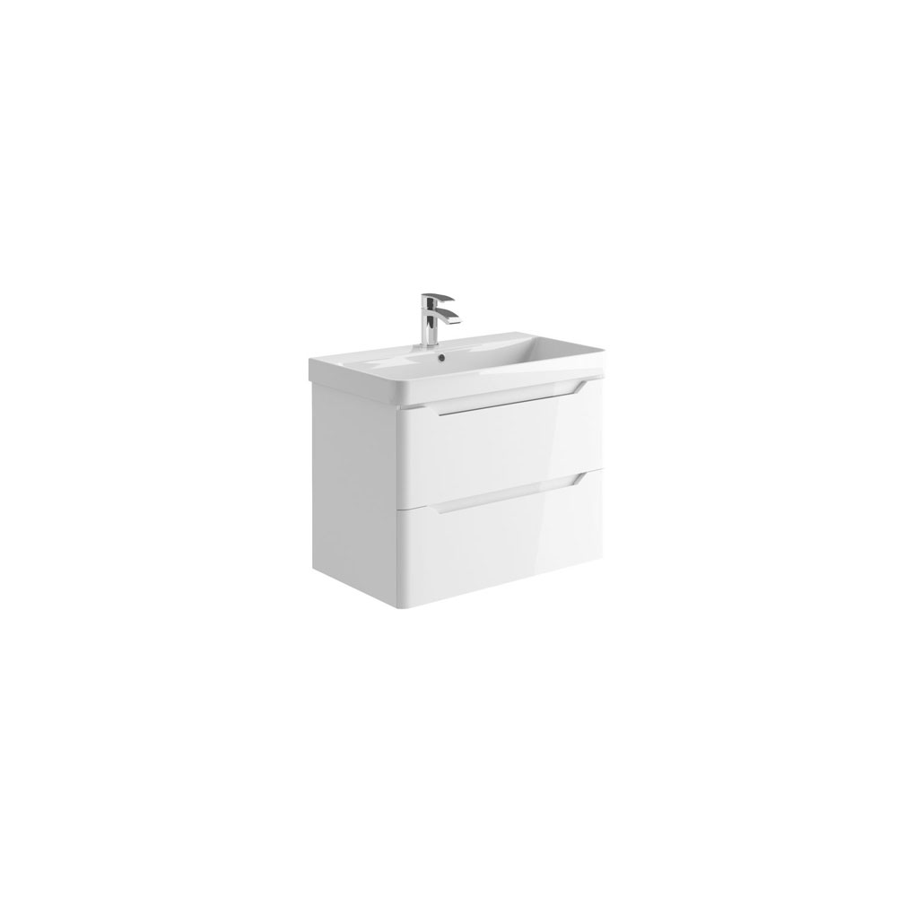 Elle 800mm Wall Hung Vanity Unit & Basin - High Gloss White 