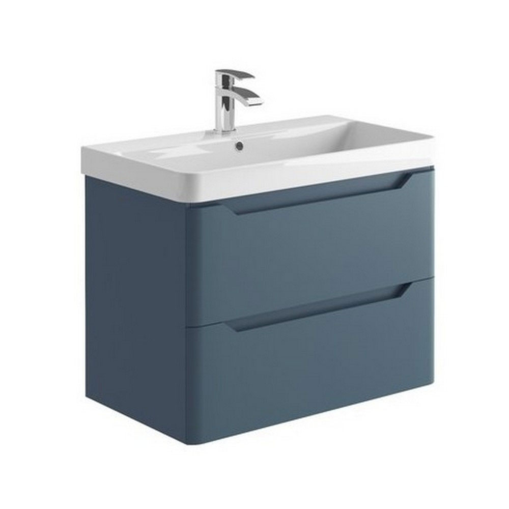 Elle 800mm Wall Hung Vanity Unit & Basin - Matt Twilight Blue 