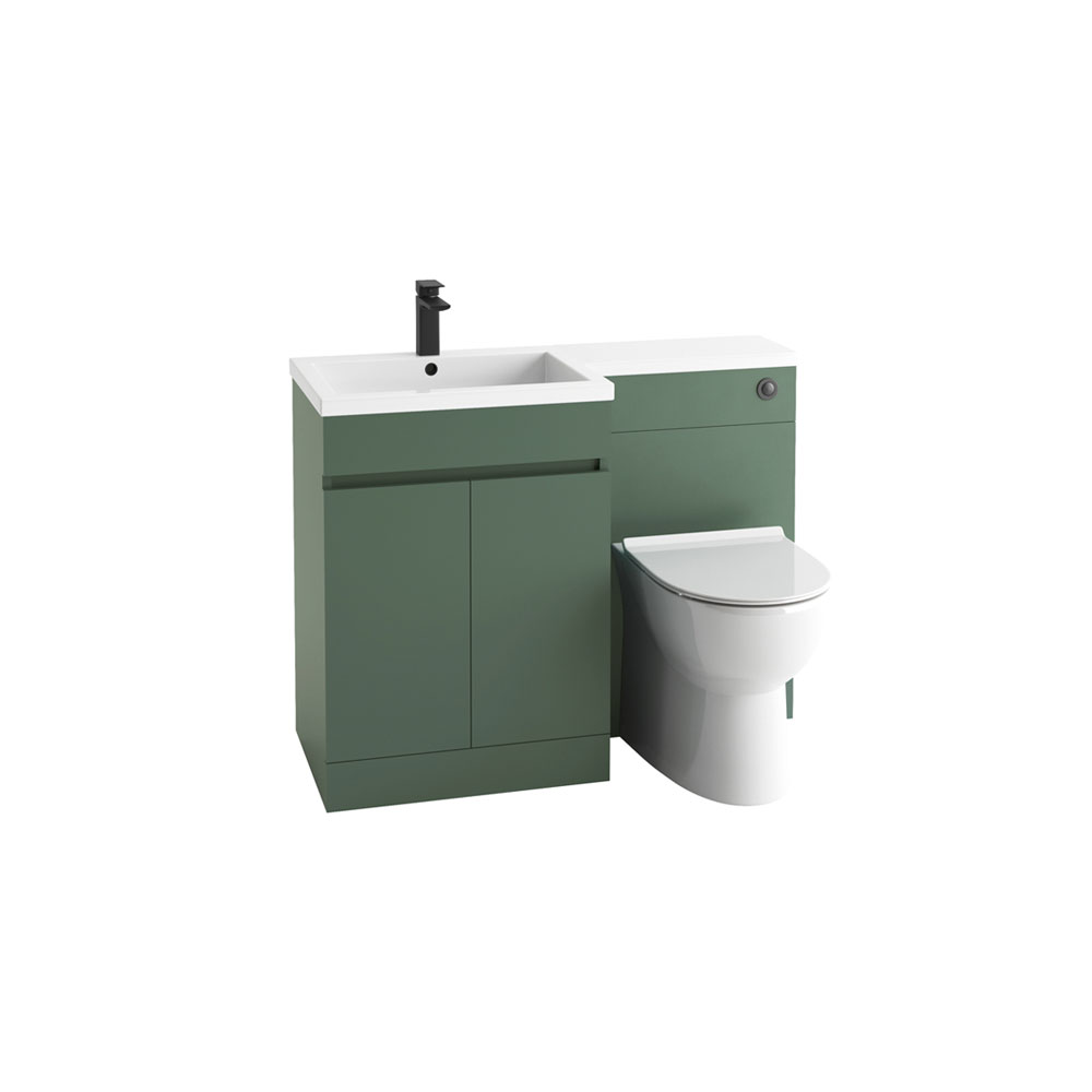 Emporio 1100mm Left Handed Furniture Pack - Matt Sage Green 