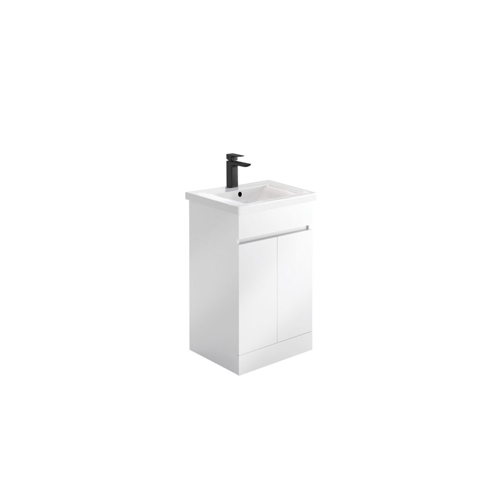 Emporio 500mm Floor Standing Unit & Basin - High Gloss White