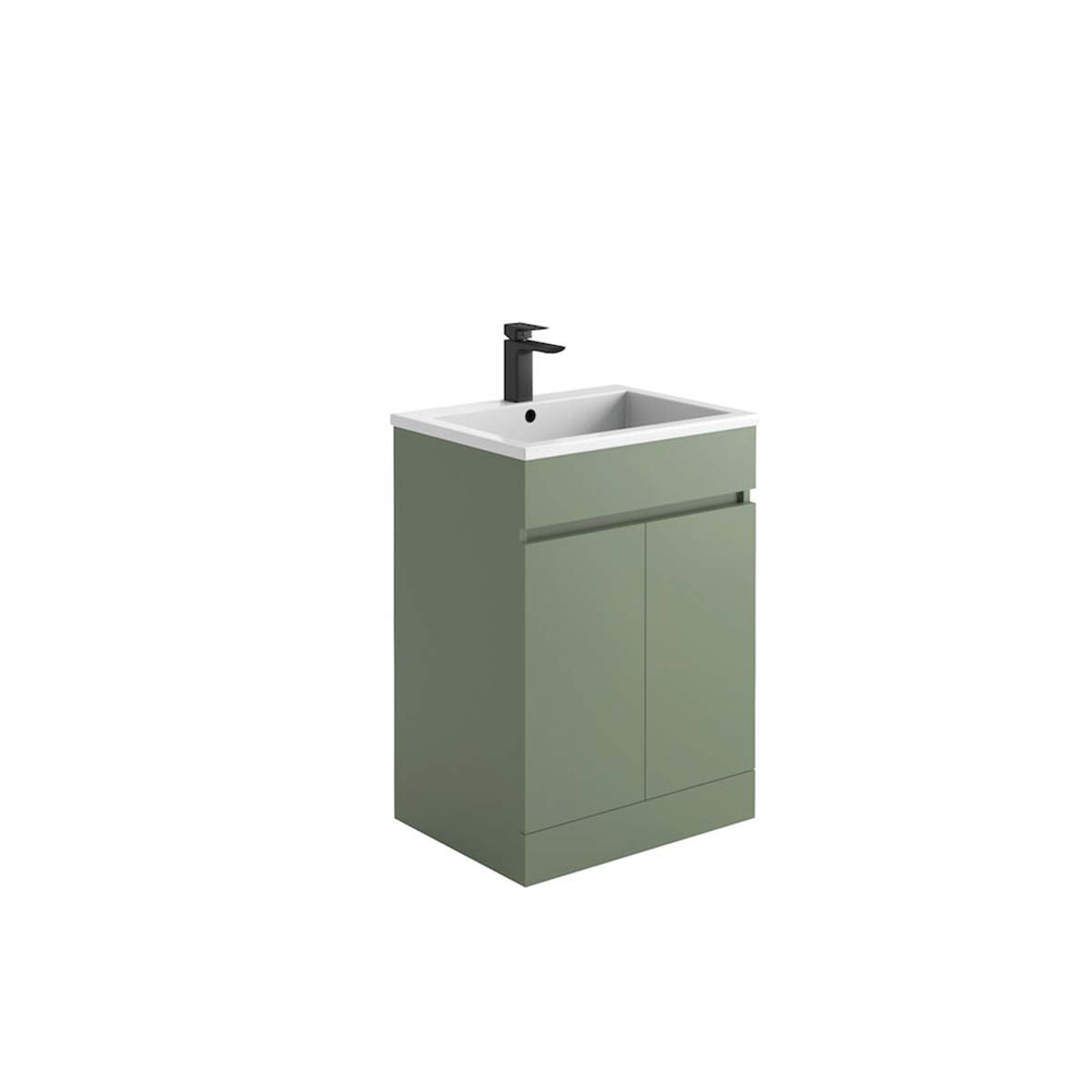Emporio 600mm Floor Standing Unit & Basin - Matt Sage Green 