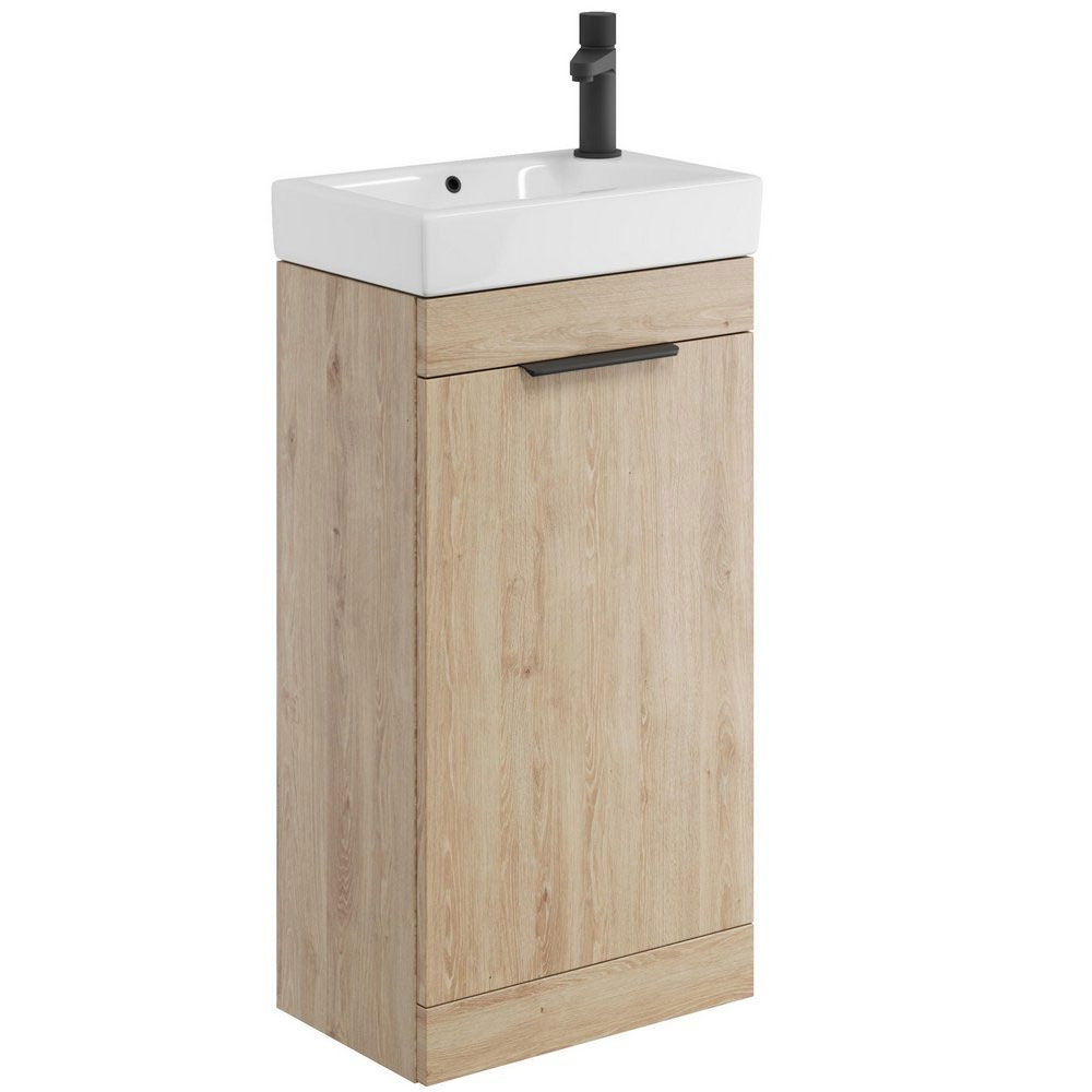 Ezme 450mm Cloakroom Floorstanding Unit & Basin - Davos Oak 